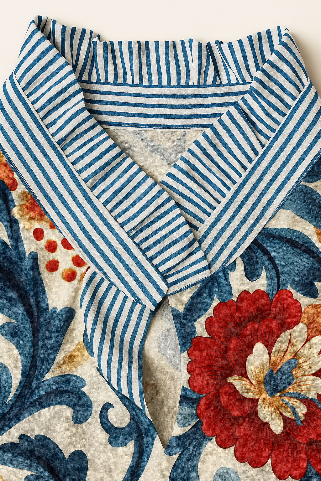 Chemise Florale Classique à Col Rayé