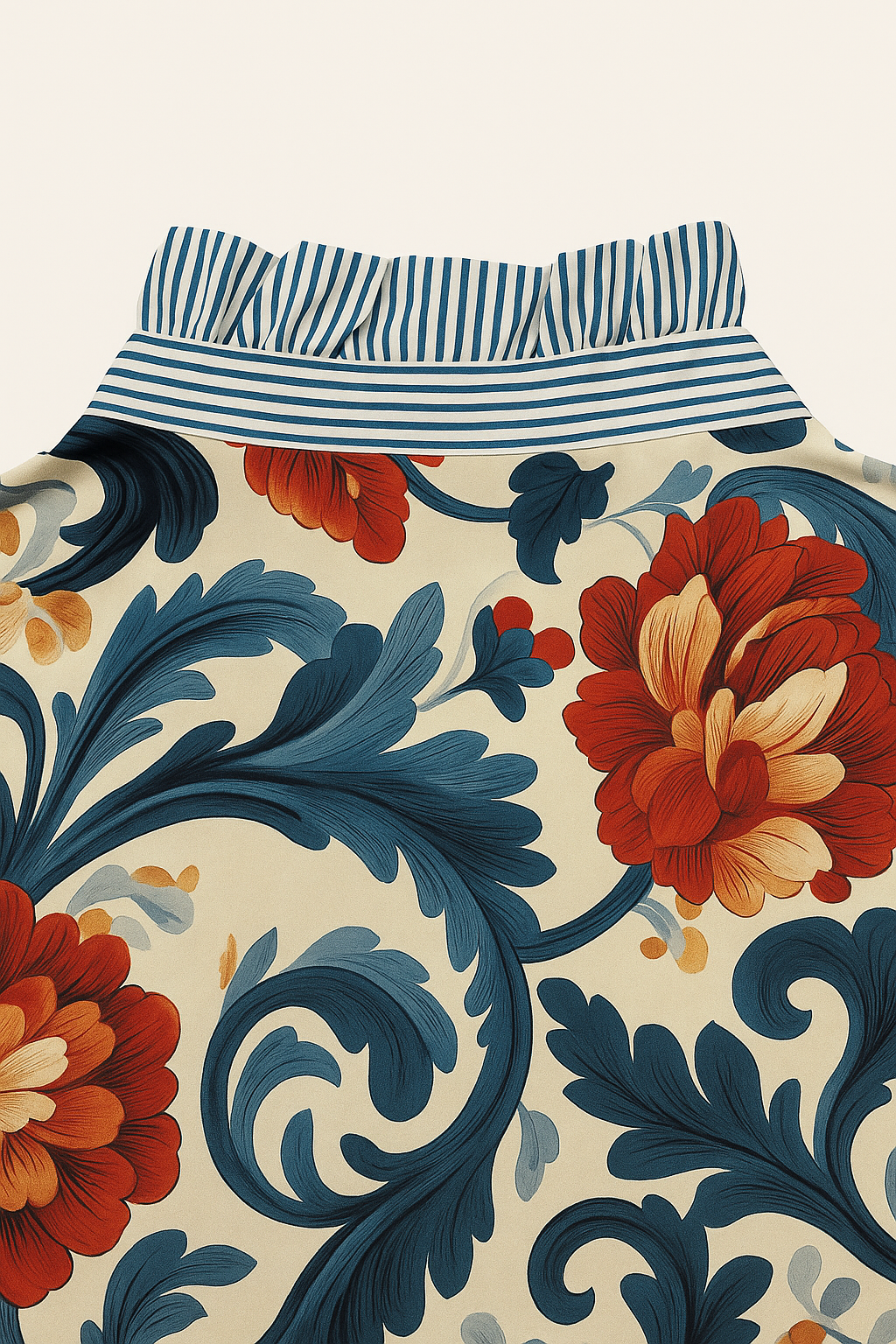 Chemise Florale Classique à Col Rayé