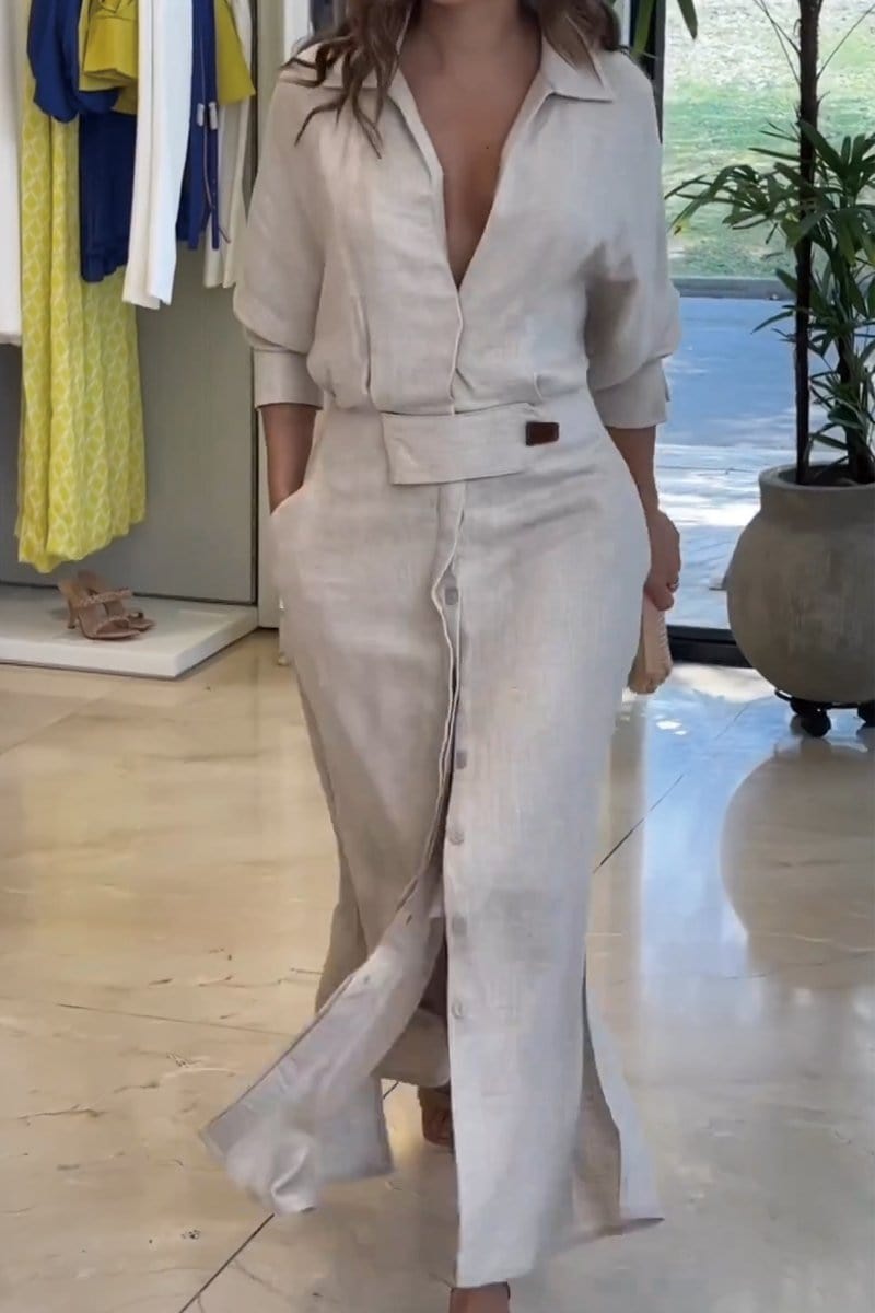 LINA™ | Robe Longue Élégante en Lin