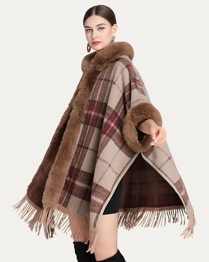 Poncho Élégant à Capuche et Franges