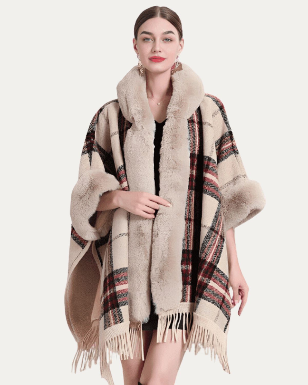 Poncho Élégant à Capuche et Franges