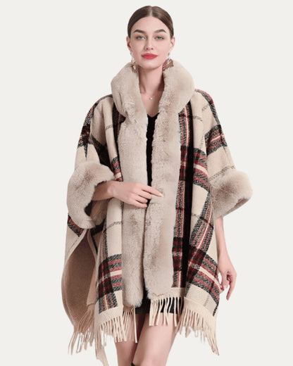 Poncho Élégant à Capuche et Franges