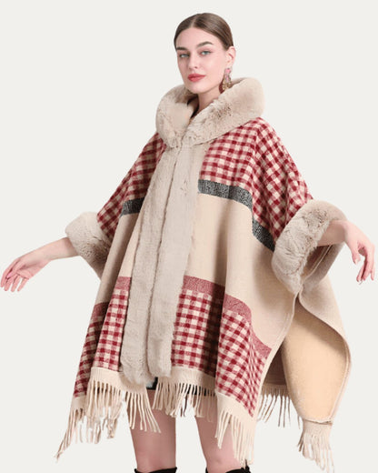 Poncho Élégant à Capuche et Franges