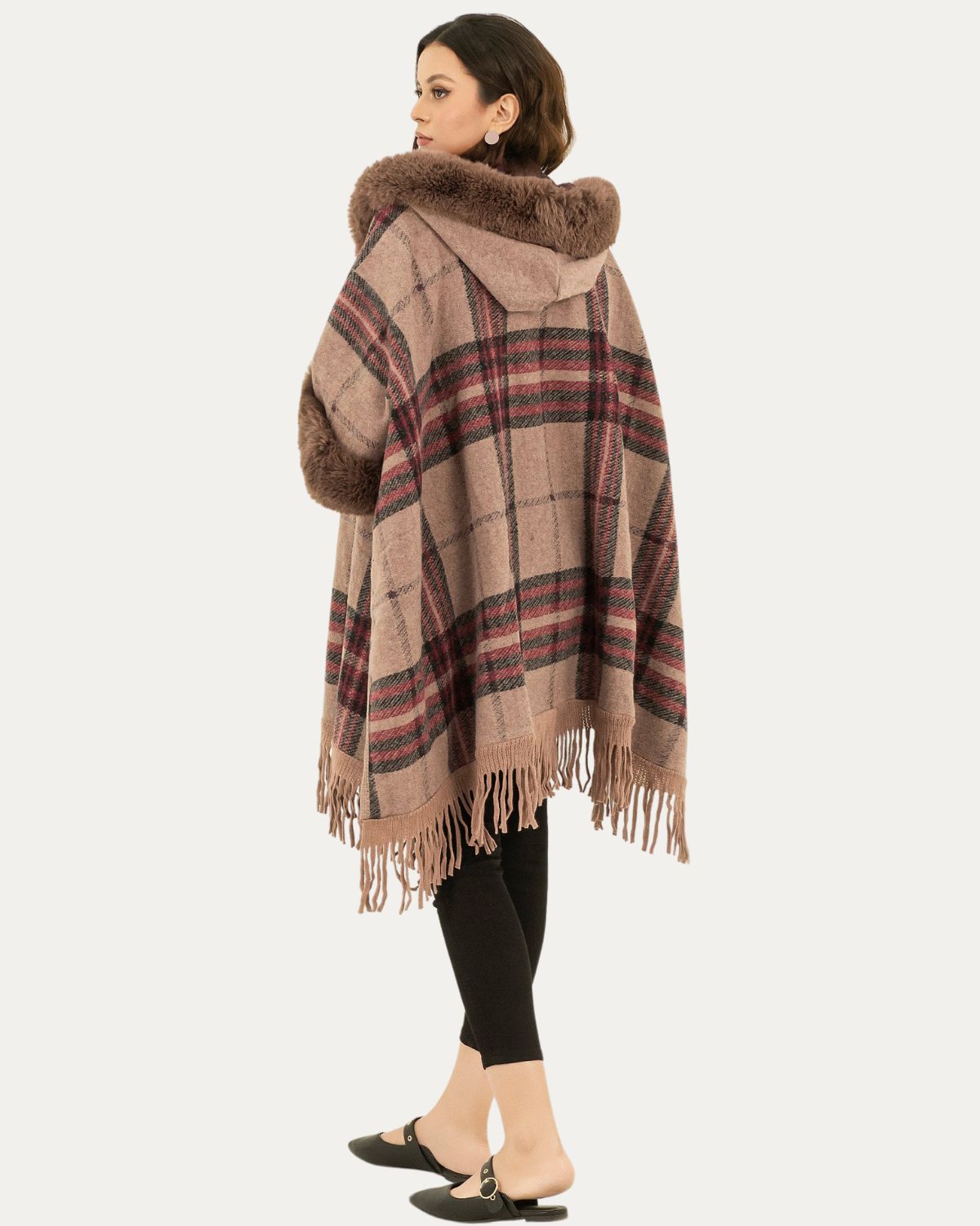 Poncho Élégant à Capuche et Franges