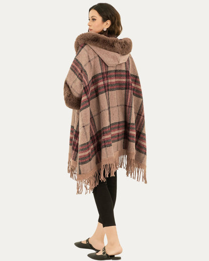 Poncho Élégant à Capuche et Franges