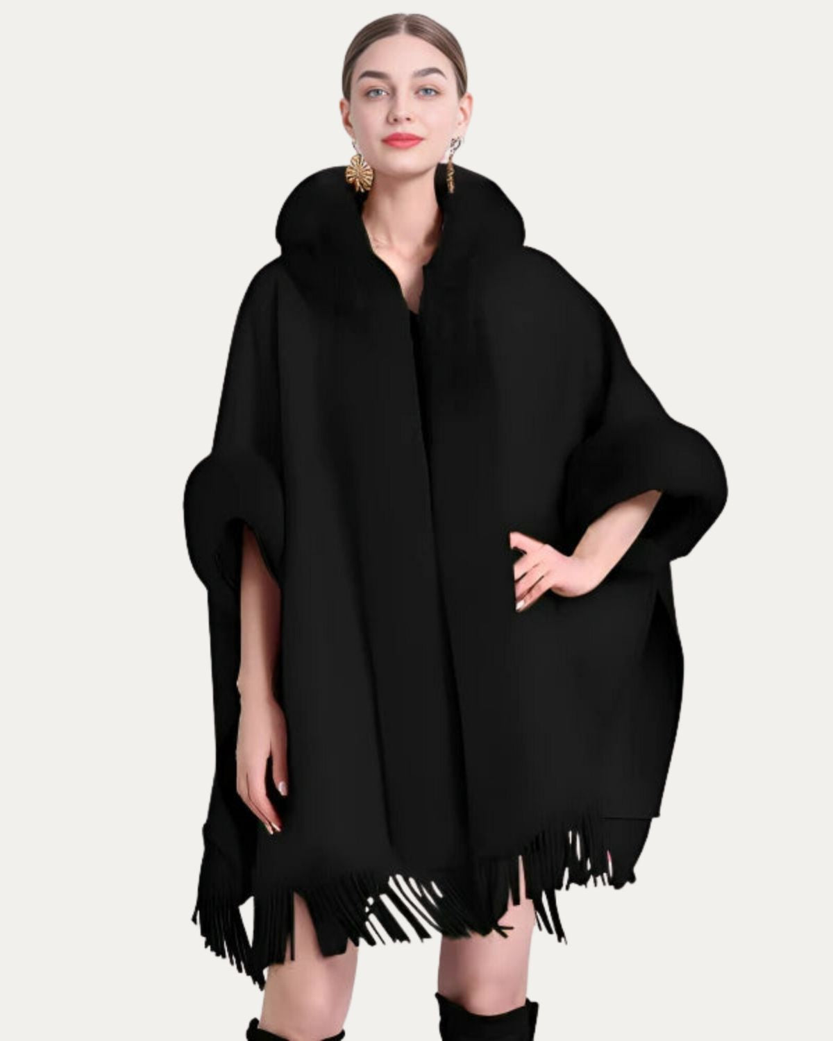 Poncho Élégant à Capuche et Franges
