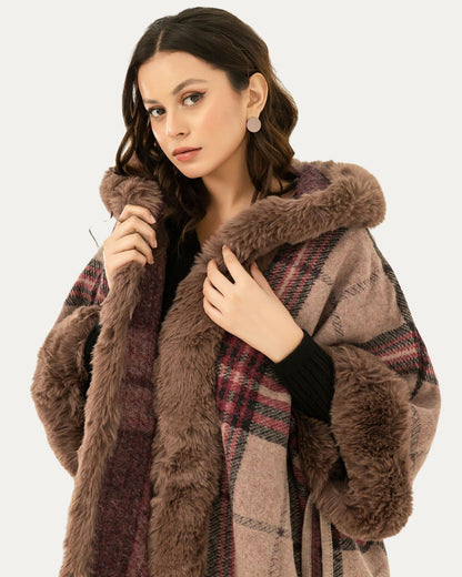 Poncho Élégant à Capuche et Franges