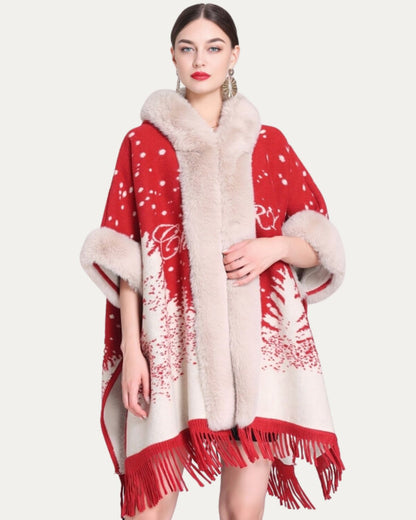 Poncho Élégant à Capuche et Franges