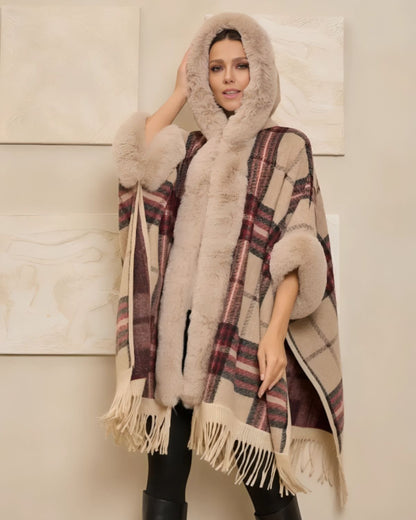 Poncho Élégant à Capuche et Franges