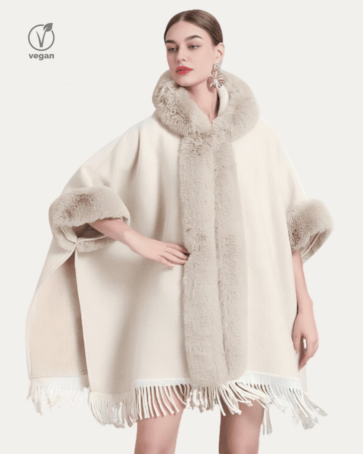 Poncho Élégant à Capuche et Franges